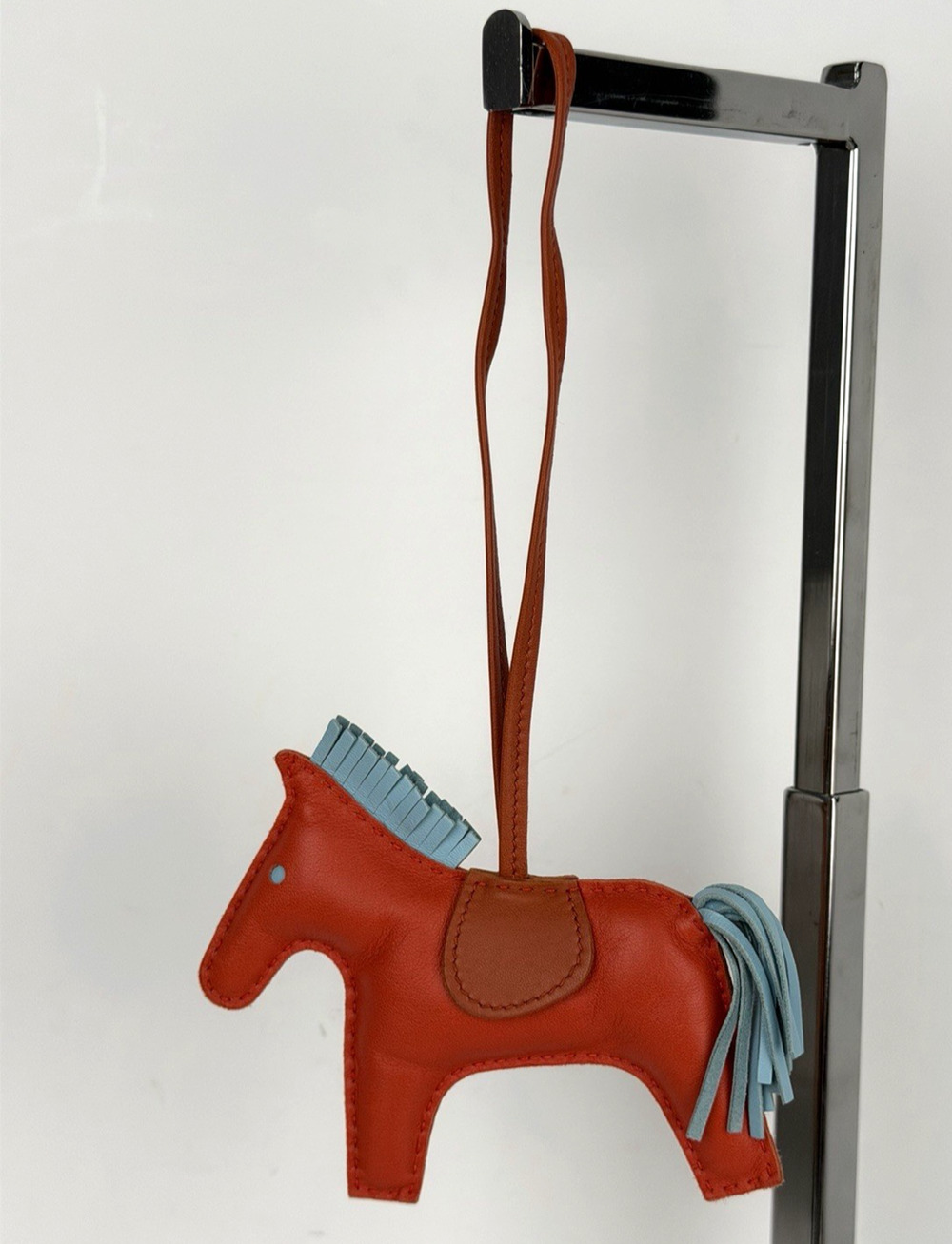Hermes Rodeo Bag Charm MM in Capucine and Celeste Milo Lambskin Leather